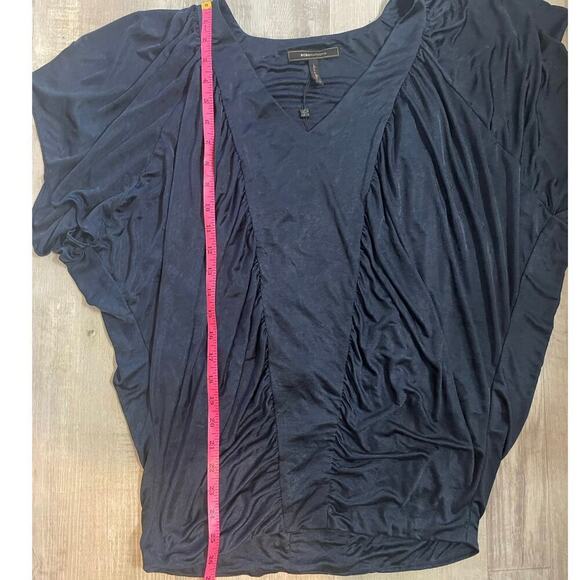 BCBG MAXAZRIA  Ink Navy Blouse Top V-Neck Slouchy Lined Boho Sz XS - Picture 8 of 11